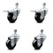 Service Caster 3.5 Inch Hard Rubber Swivel 12mm Threaded Stem Caster Total Lock Brake, 2PK SCC-TSTTL20S3514-HRS-M1215-2-S-2 - alternate 3